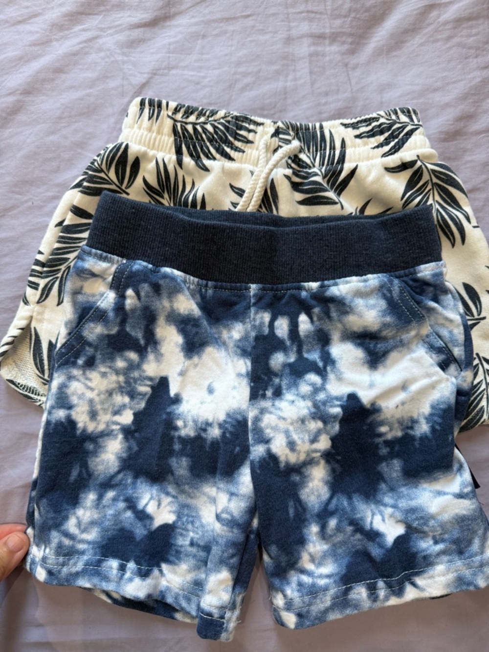 2 Kids Tie-Dye Navy and Cream Shorts - Zara and CK